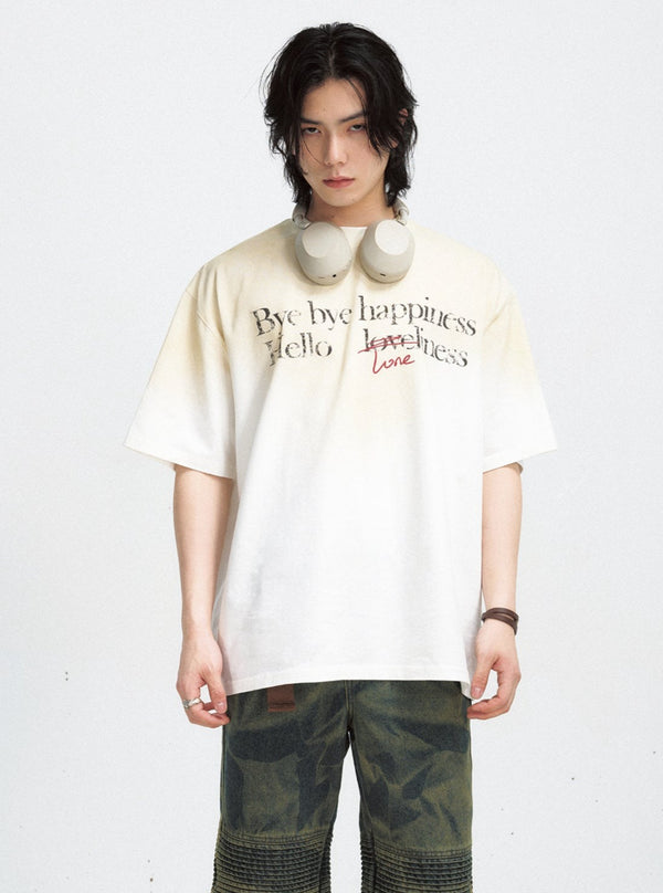 Gradient Stained Letter T-Shirt