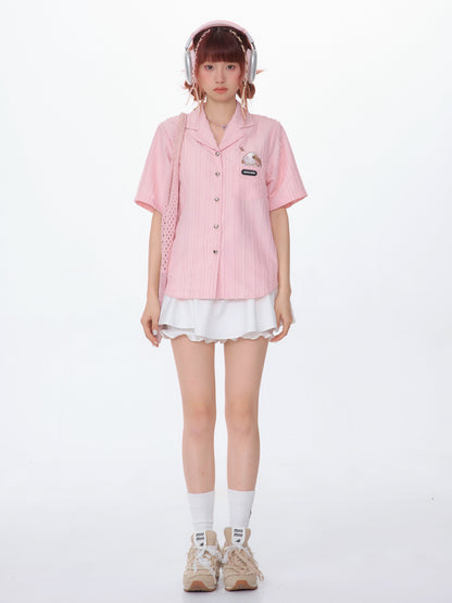 Rabbit Embroidery Premium Short Sleeve Shirt