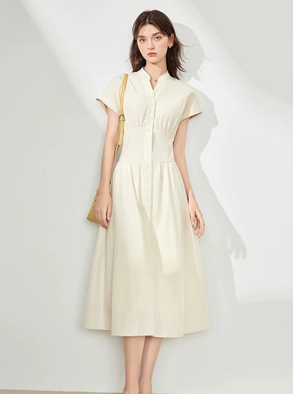 French Minimalist V-Neck Dress