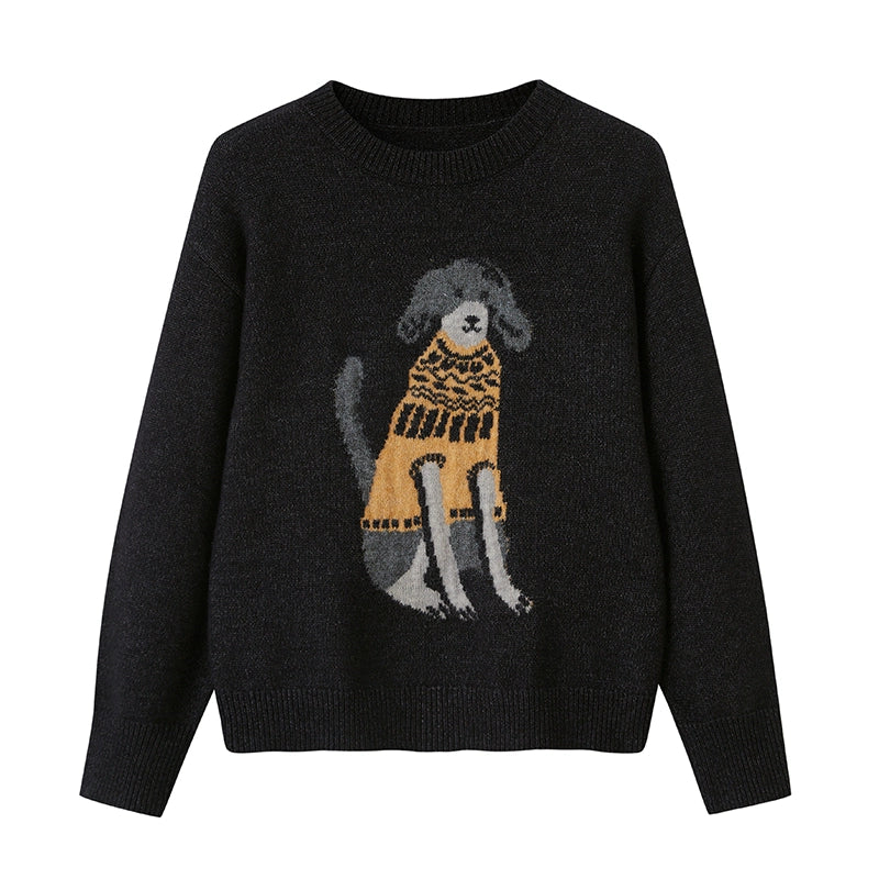 Dog Stitched Pullover Sweater