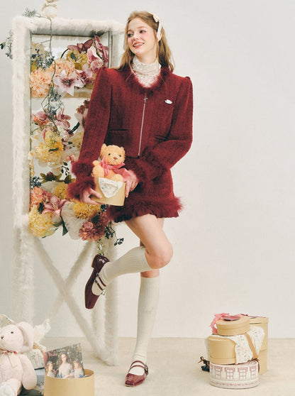 Berry Suit Skirt Set