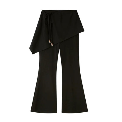 Patchwork Fleece-Lined Flared Pants