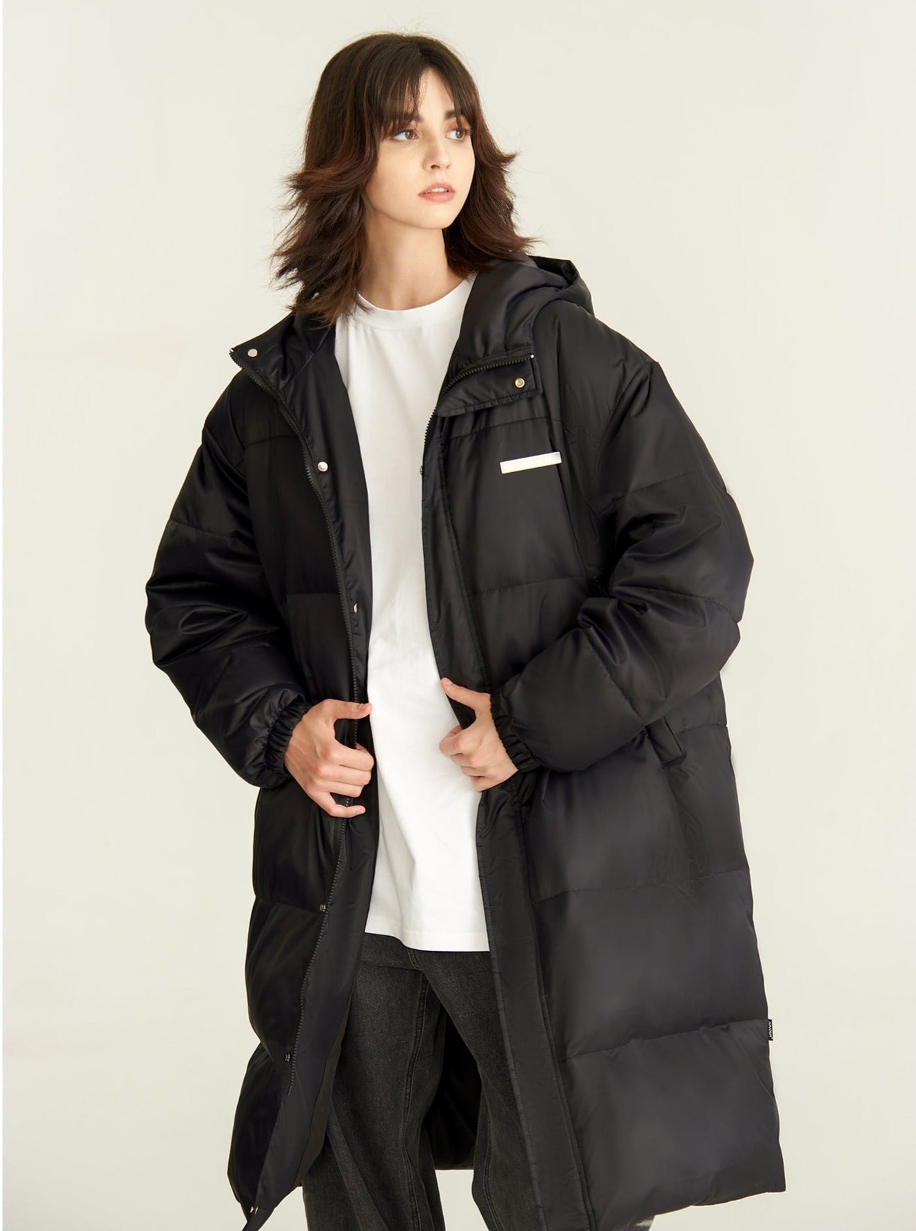 LONG HOODED COUPLE DOWN JACKET