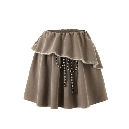 Folding Lace-Up Short Skirt