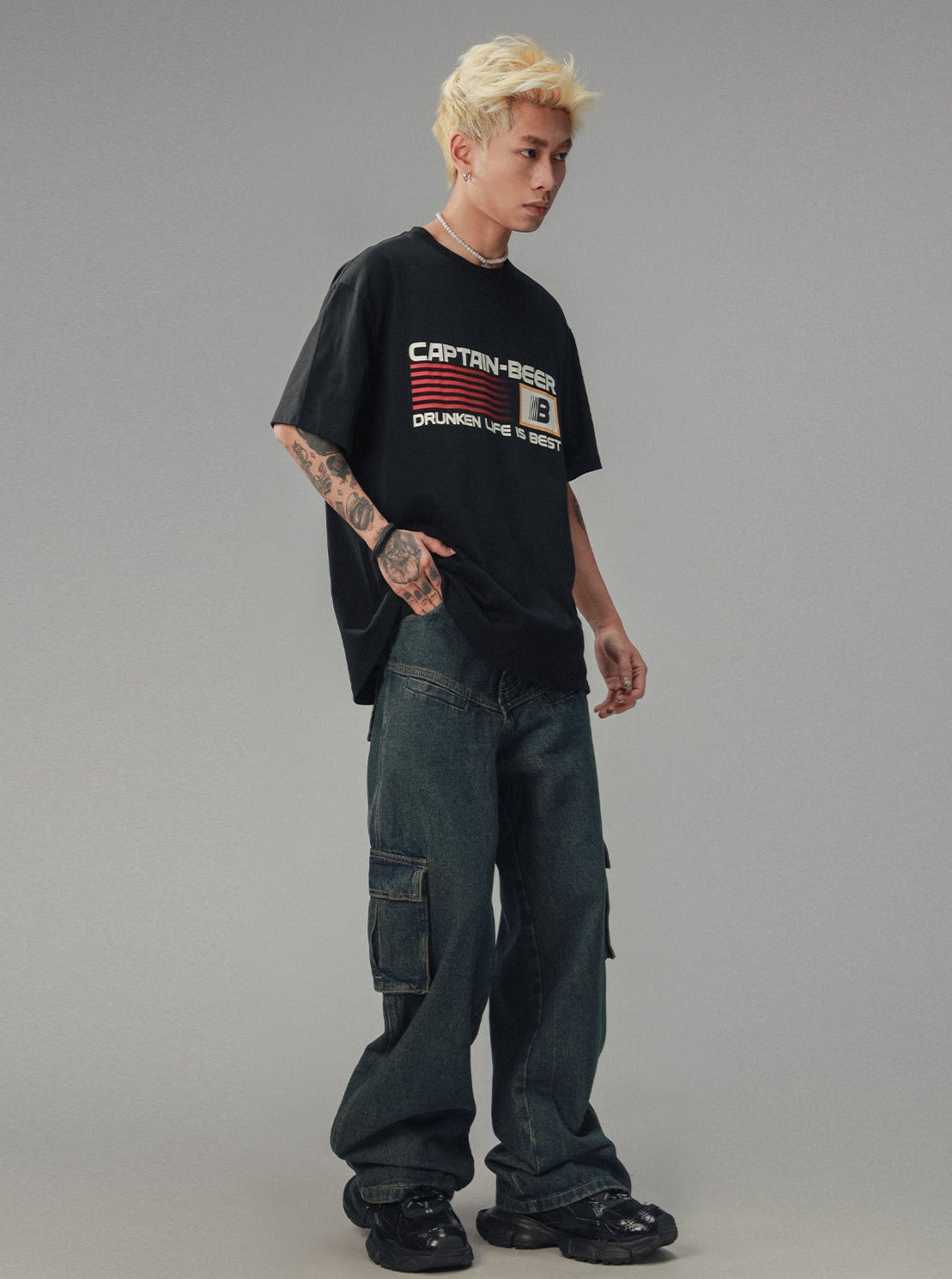 Heavy Straight-Leg Casual Cargo Jeans Pants