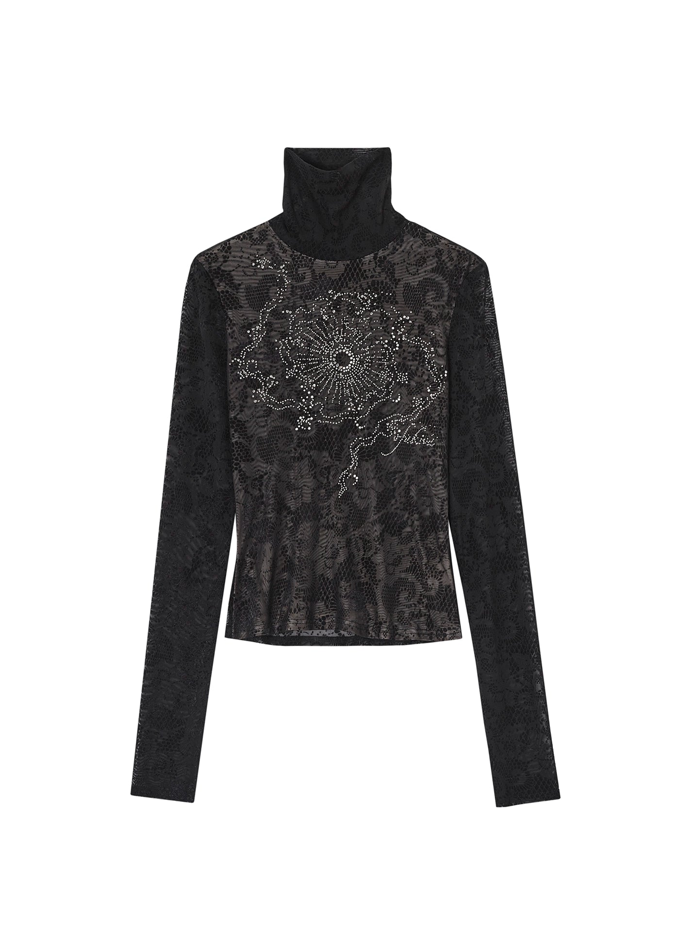 Rhinestone Velvet Jacquard Top