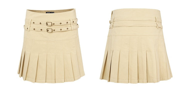 double waistband pleated skirt