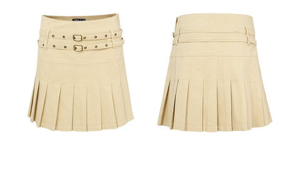 double waistband pleated skirt