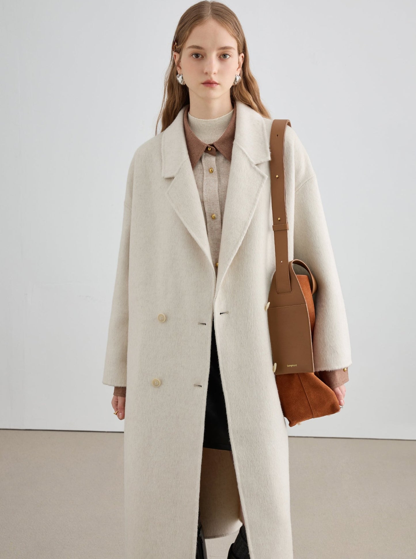 small medium-length woolen coat