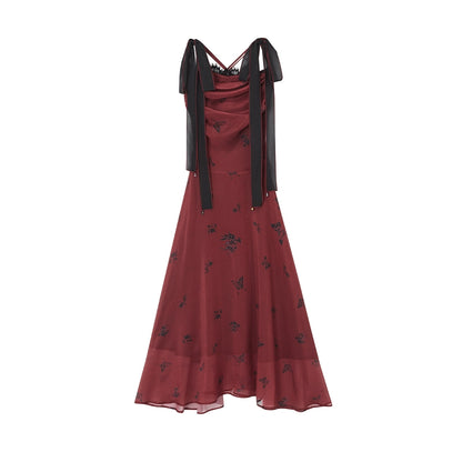 Tostana Rose Butterfly Contrast Dress