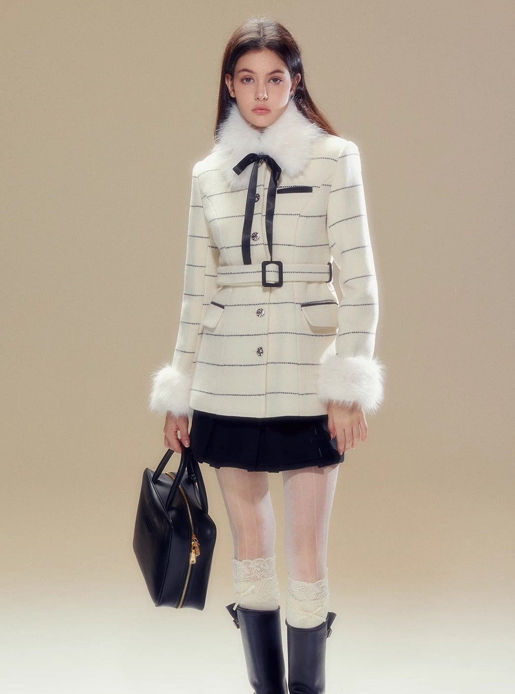 wool stripe waist coat
