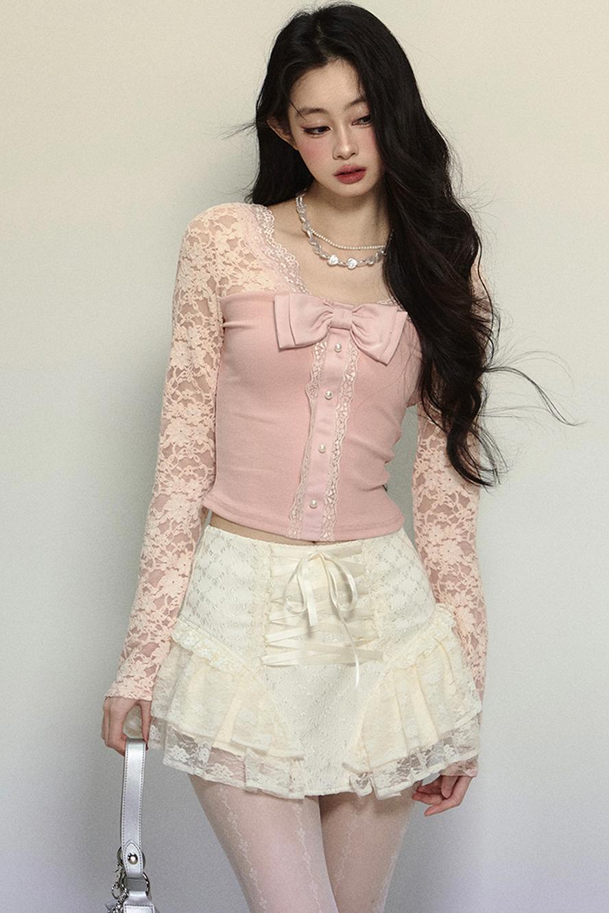 Ballet Aesthetics Irregular Lace Skirt