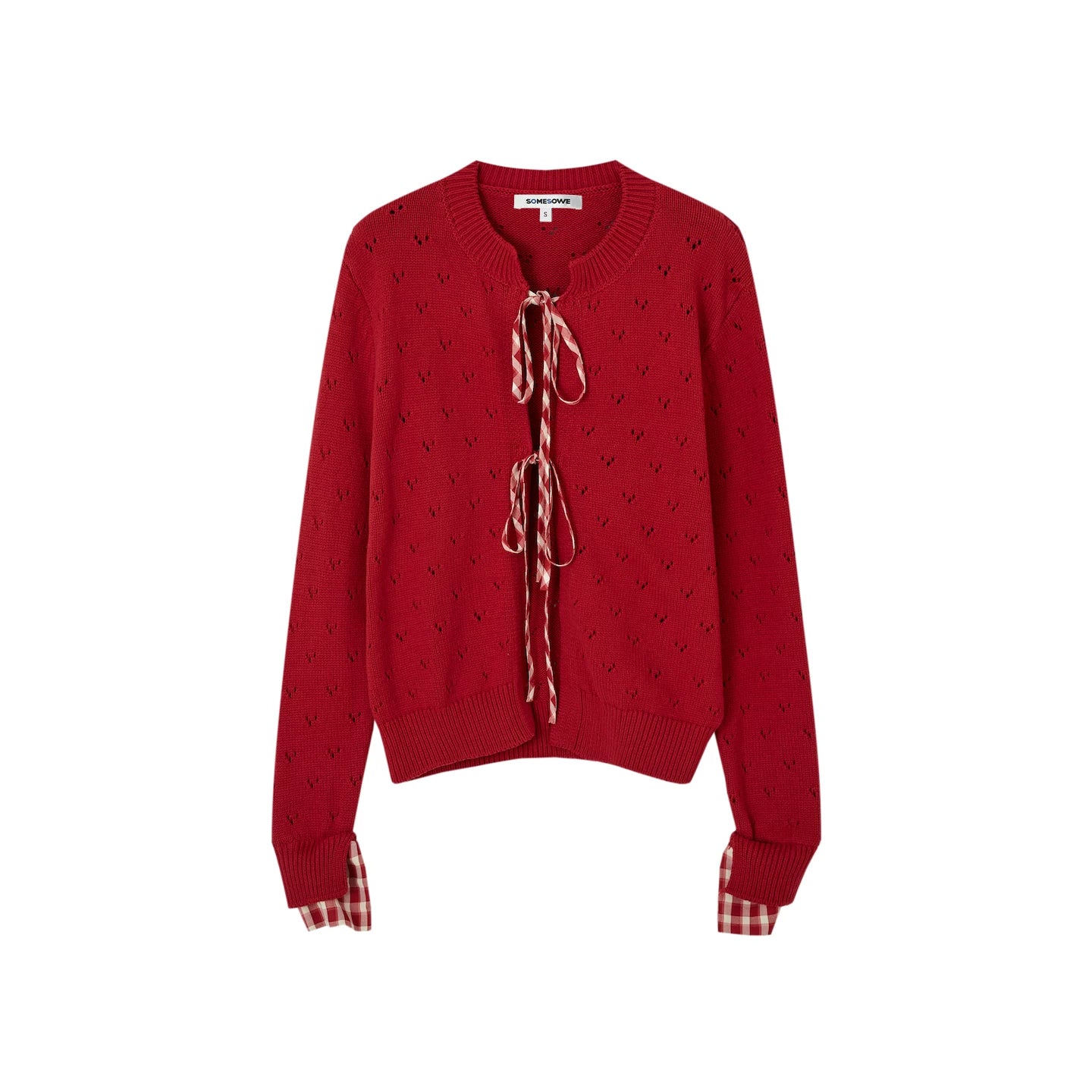 Vintage Plaid Lace-Up Cardigan