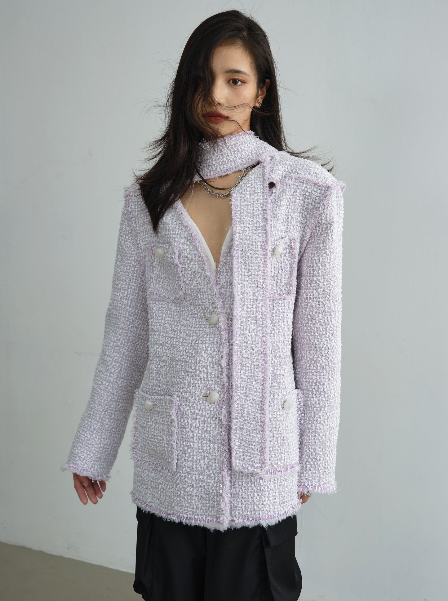 pink and purple small fragrance plus cotton jacket