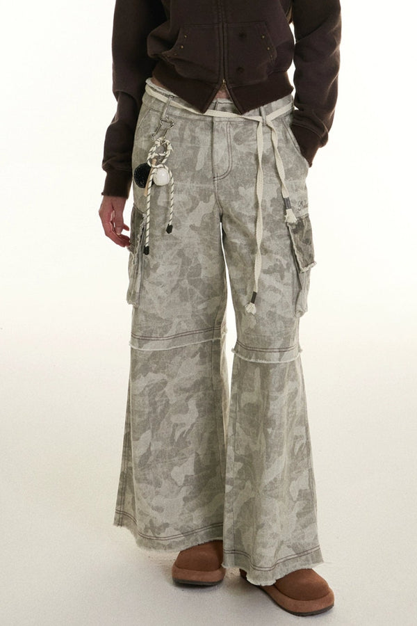 Versatile Camouflage Wide-Leg Pants