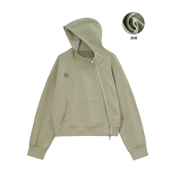Hooded short sweatshirt jacket
