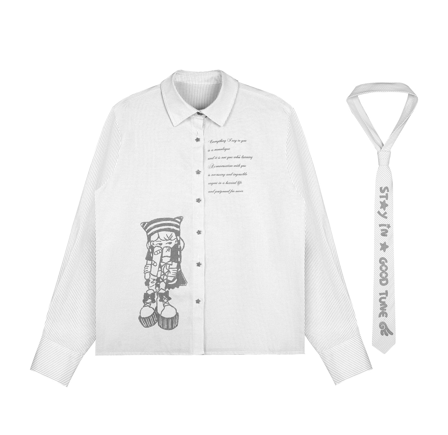 Striped Comic Print Shirt