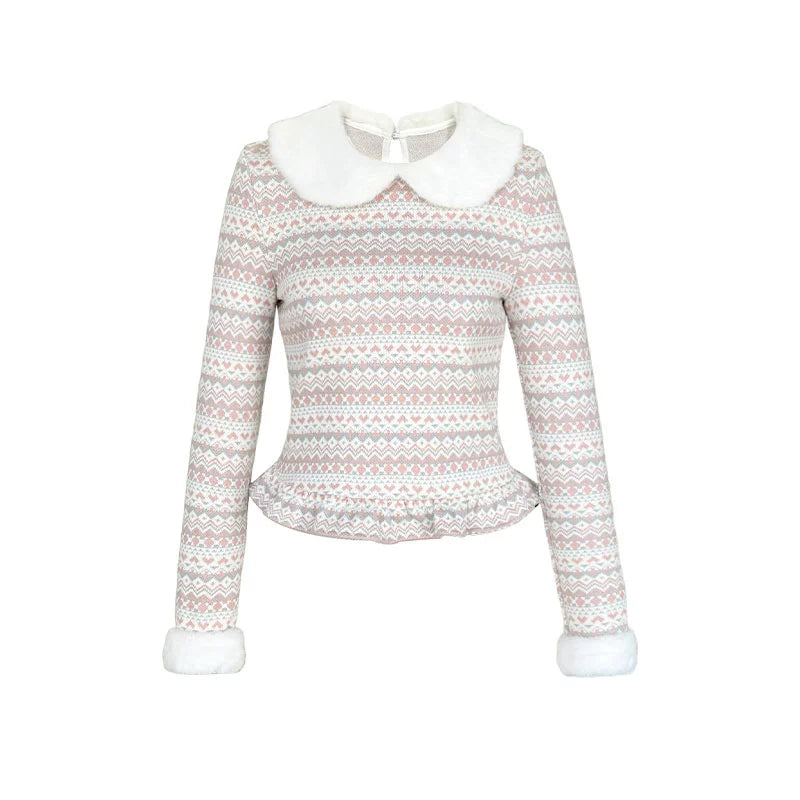 Fair Isle Polka Dot Knit Top