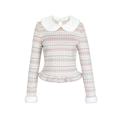 Fair Isle Polka Dot Knit Top