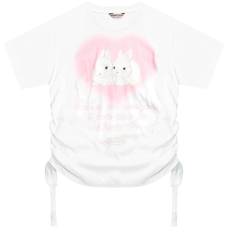 Retro Rabbit Print Loose T-Shirt