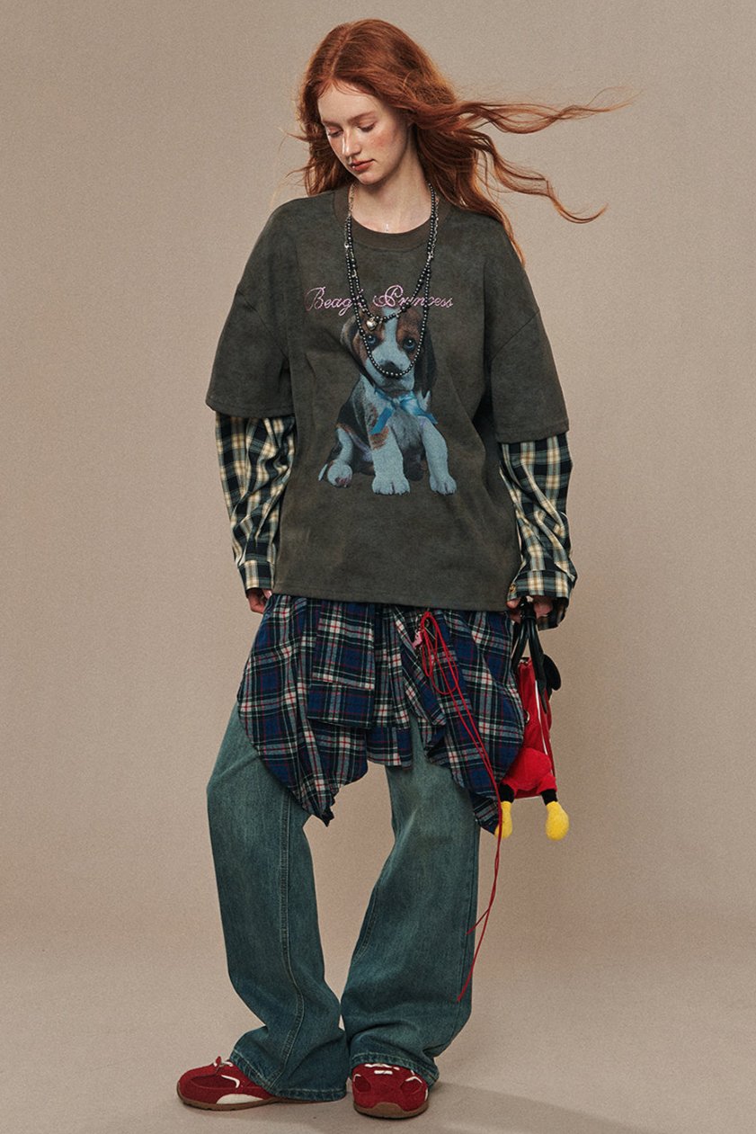 Lazy Style Patchwork Plaid T-Shirt