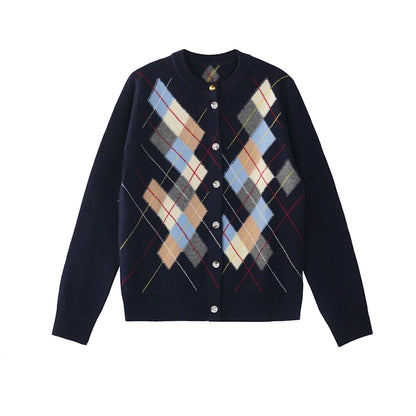 All-Wool Quilted Layering Sweater Cardigan