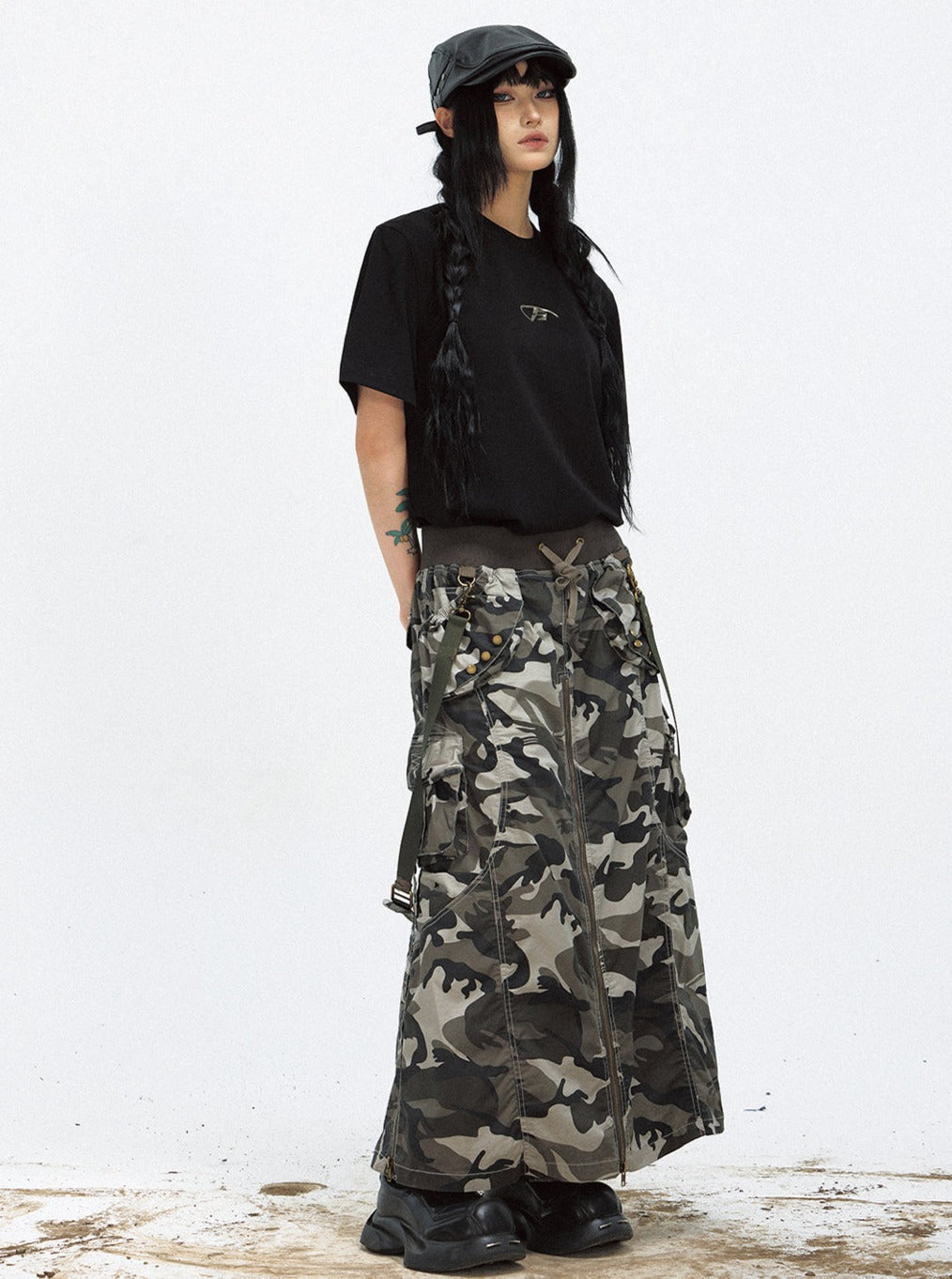 Camouflage Chain Maxi Skirt