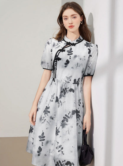 Neuer Stil Smudge Schnalle Cheongsam Kleid