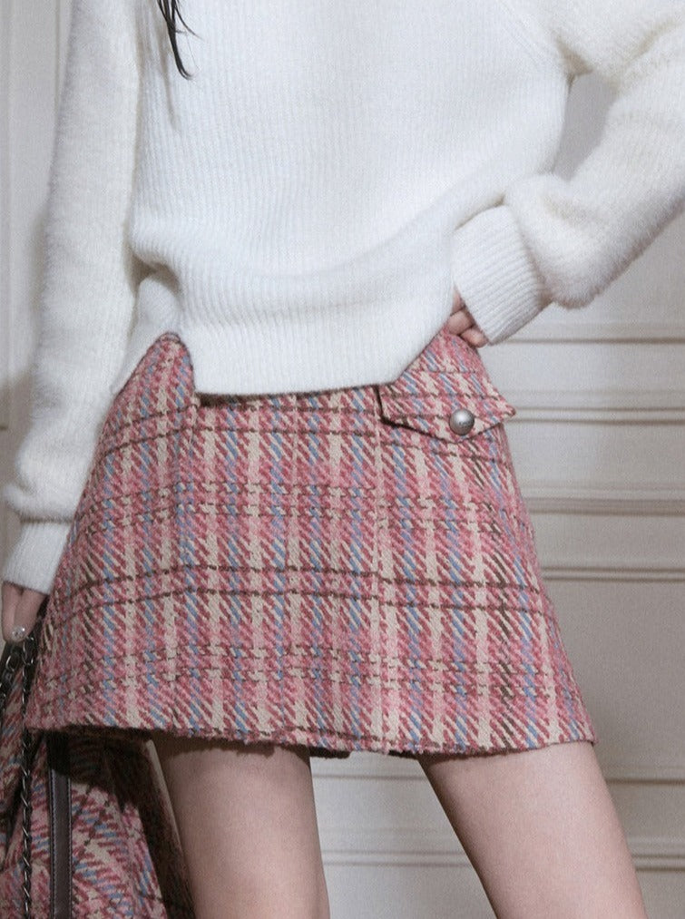 Check Small Tweed Jacket Skirt Set