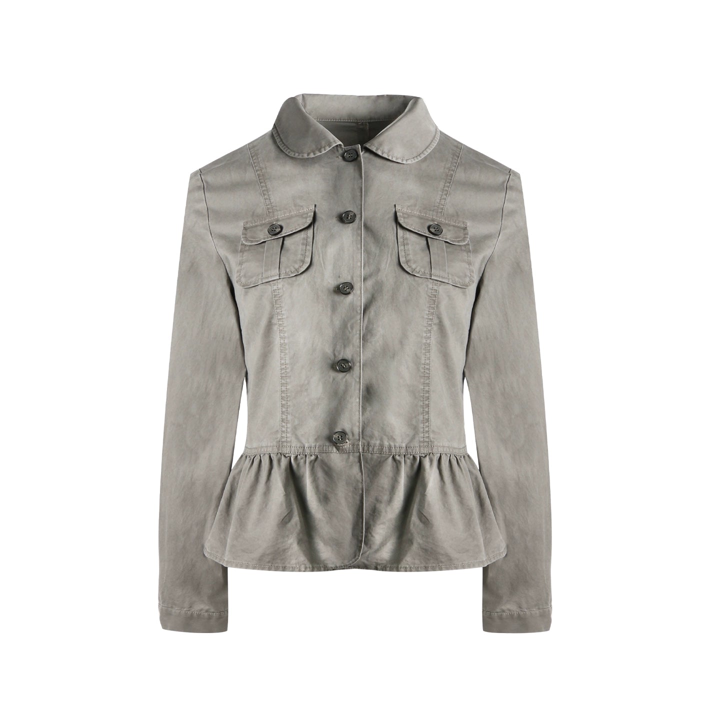 Distressed Doll Collar Cargo Coat