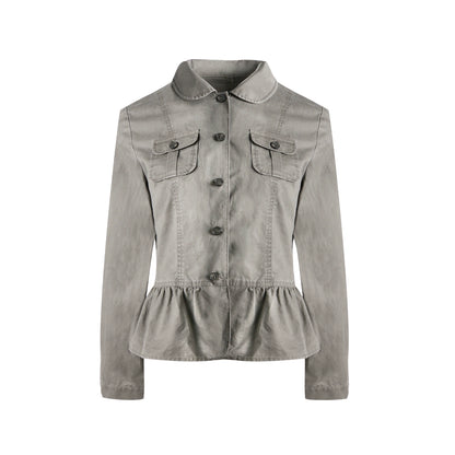 Distressed Doll Collar Cargo Coat
