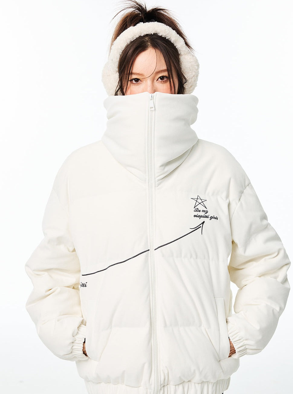 double-layered high-neck down jacket