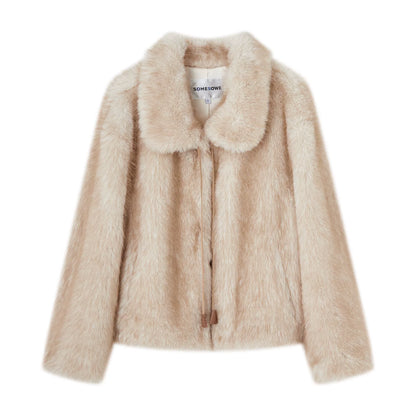 Lace-Up Lapel Fur Coat