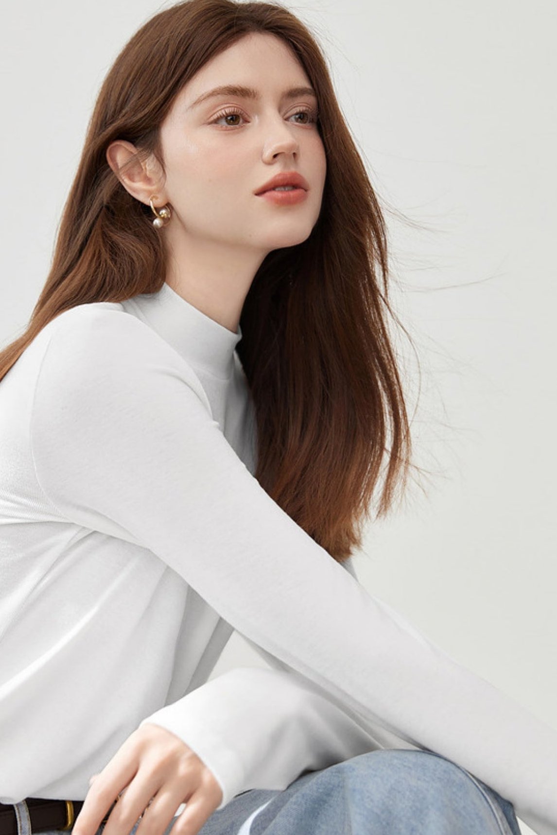 Semi-High Neck Knitted Base Shirt