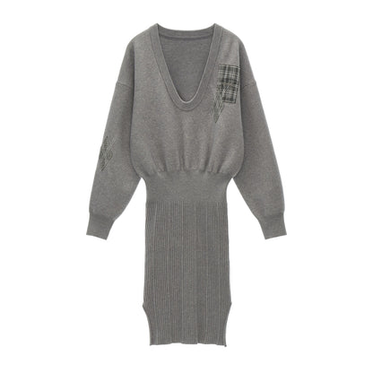 Temperament Gray Sweater Dress