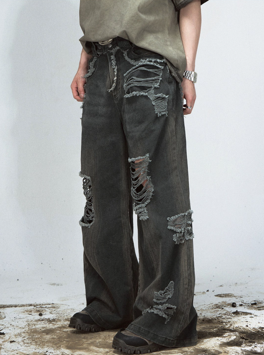 Vintage Raw Ripped Jeans Pants