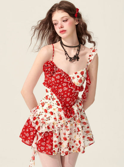 Red Fantasy Floral Dress