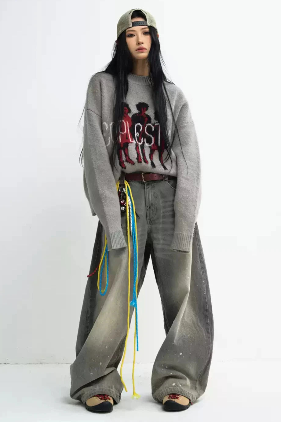 Grey Wide-Leg Unisex Machete Pants