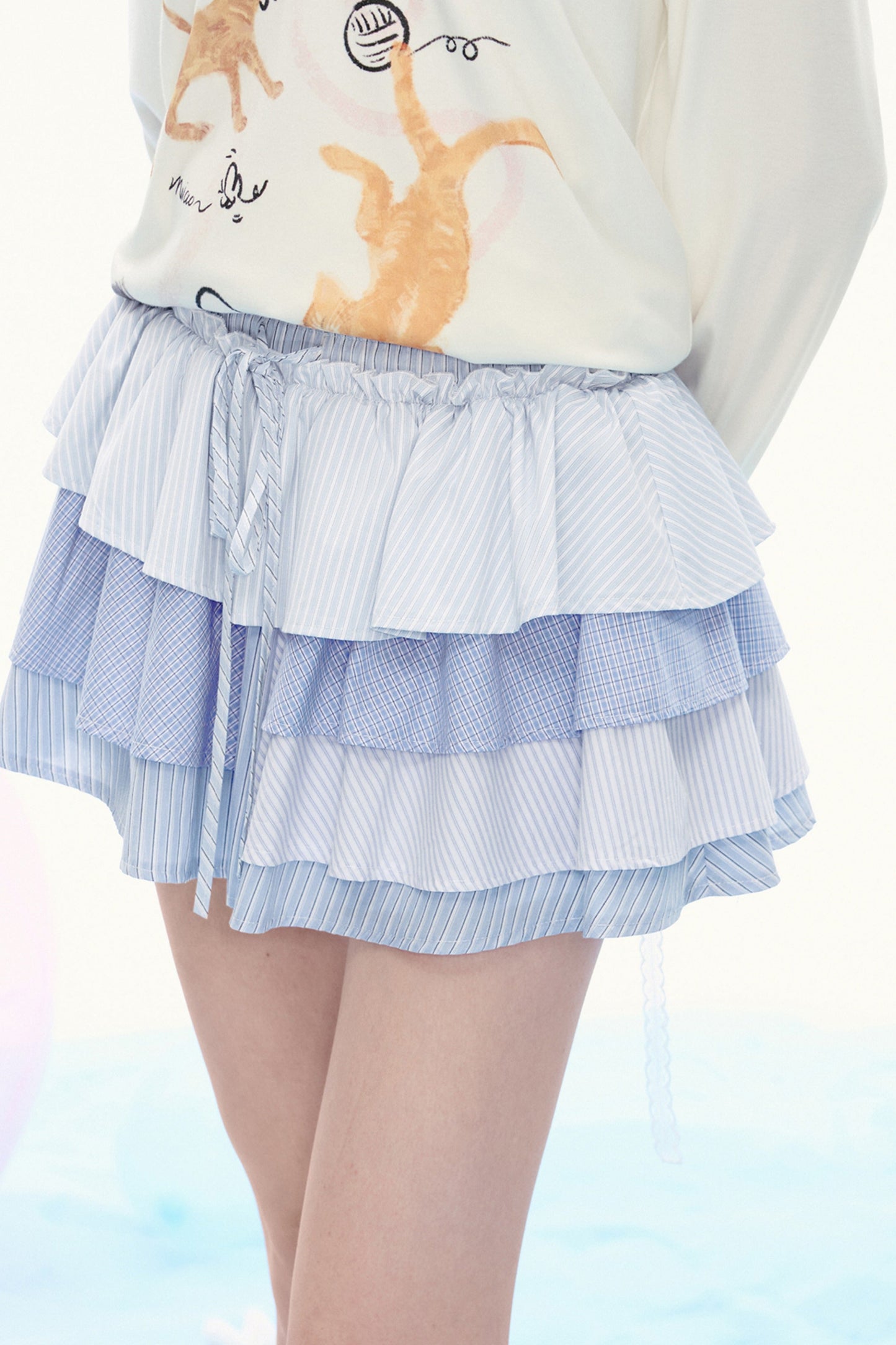 French Retro Color-Blocked Skirt