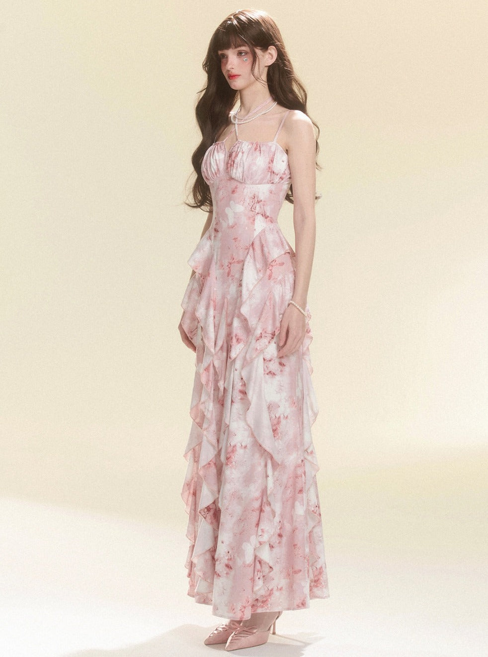 Floral Pink Halterneck Dress