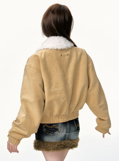 Thick Fleece Collar Short Jacket