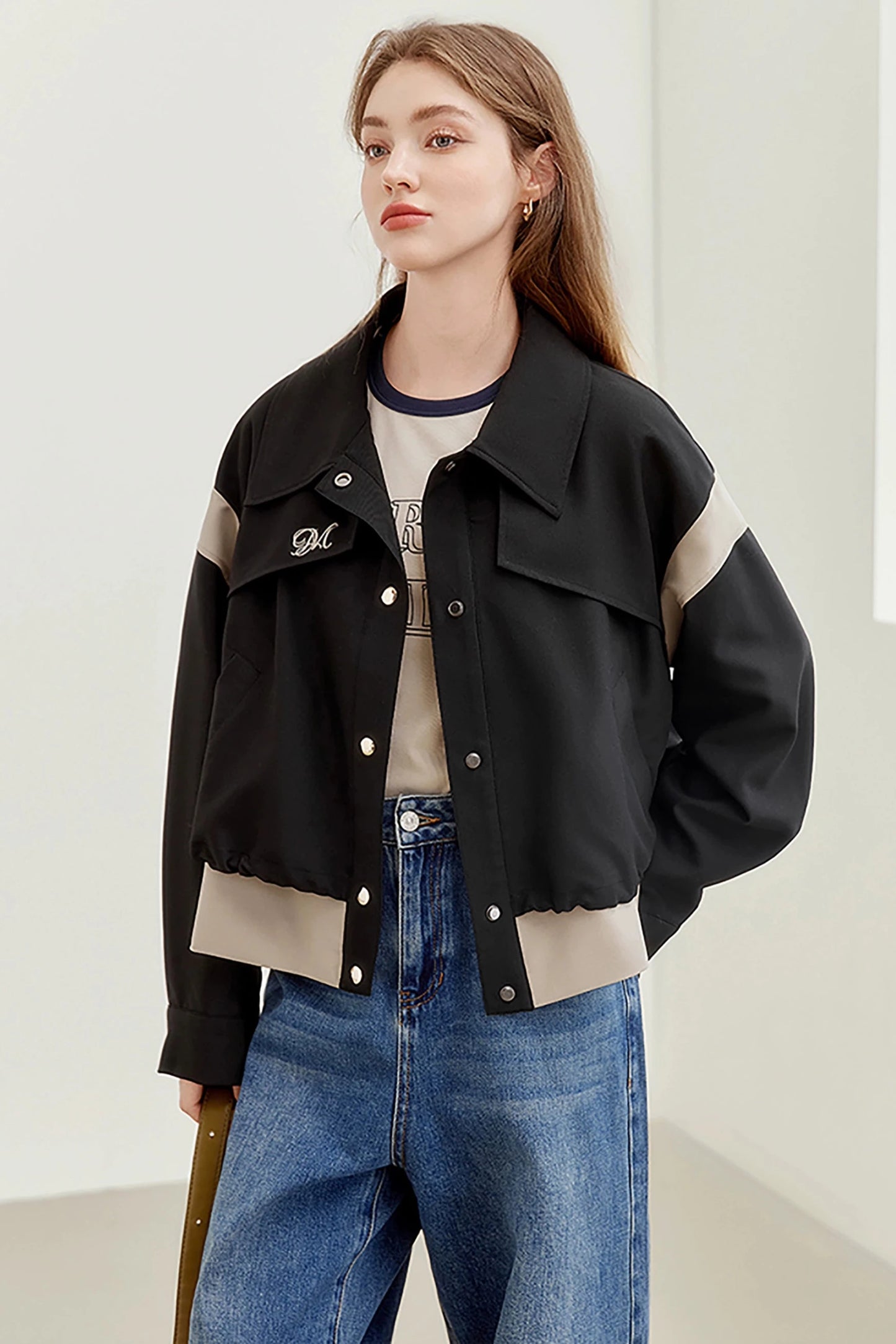 French Workwear Patchwork Short Jacket