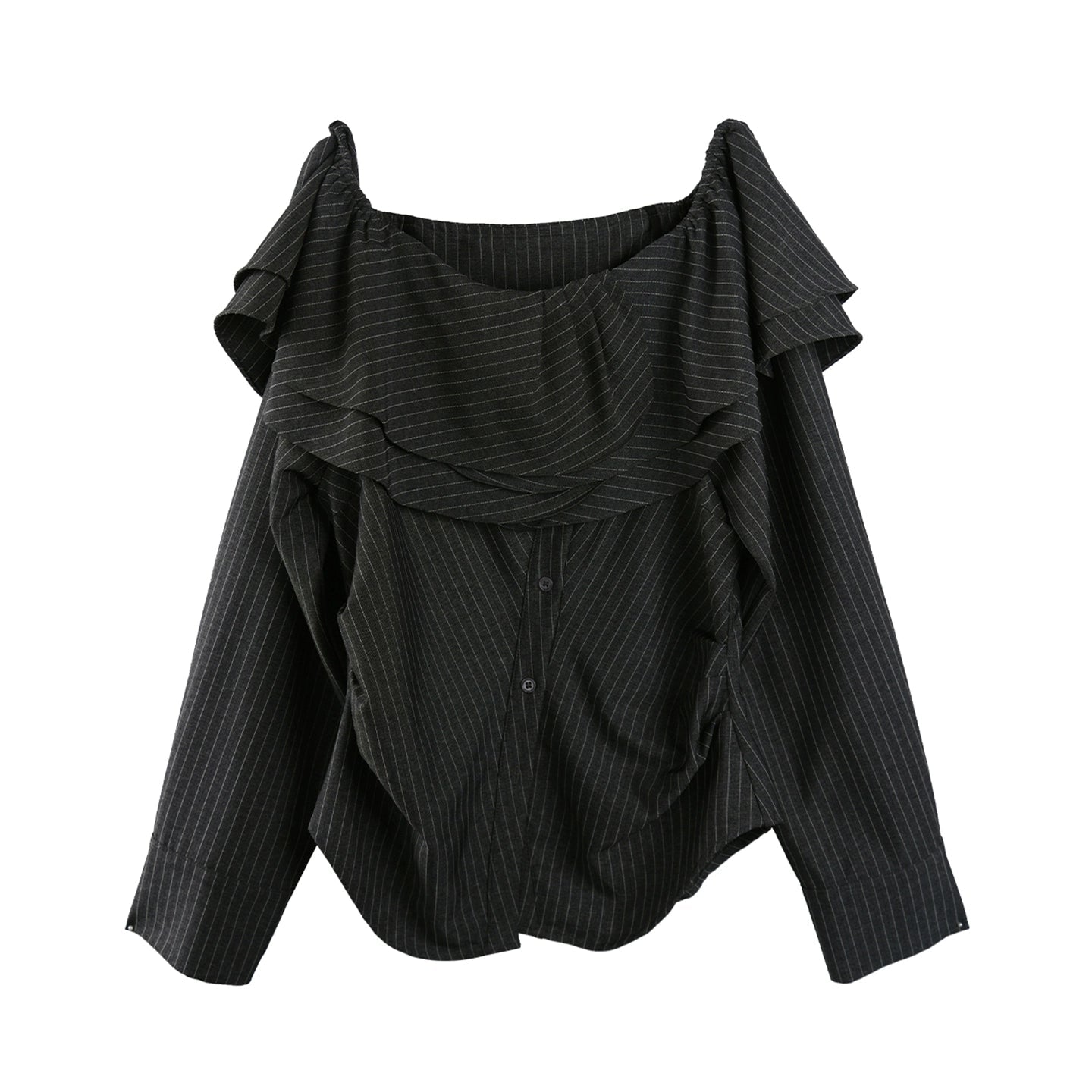 French One-Shoulder Striped Shirt