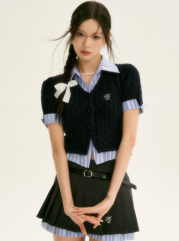 Short Sleeve Pleated Skirt