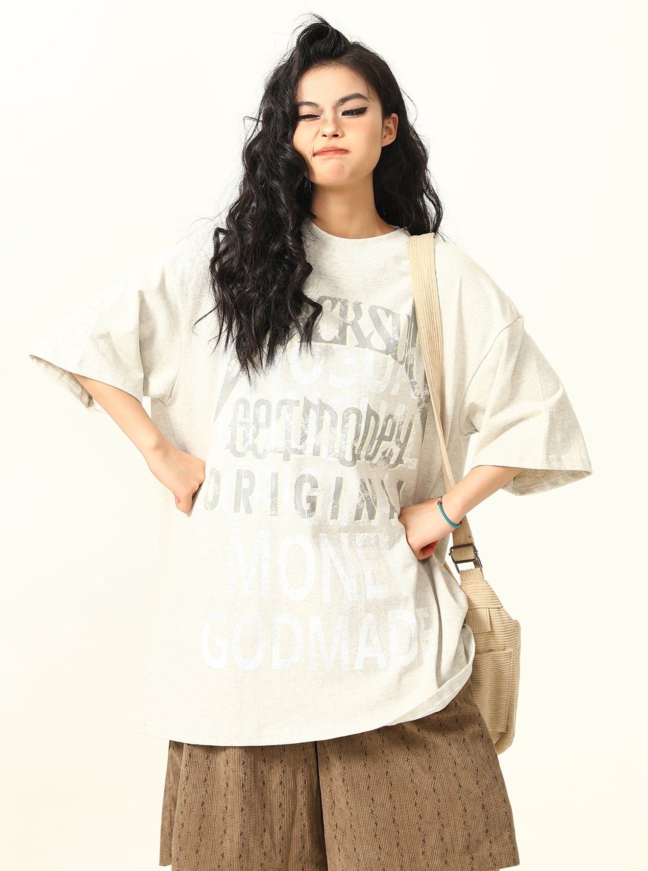 American Vintage Fuzzy Letter Print T-Shirt