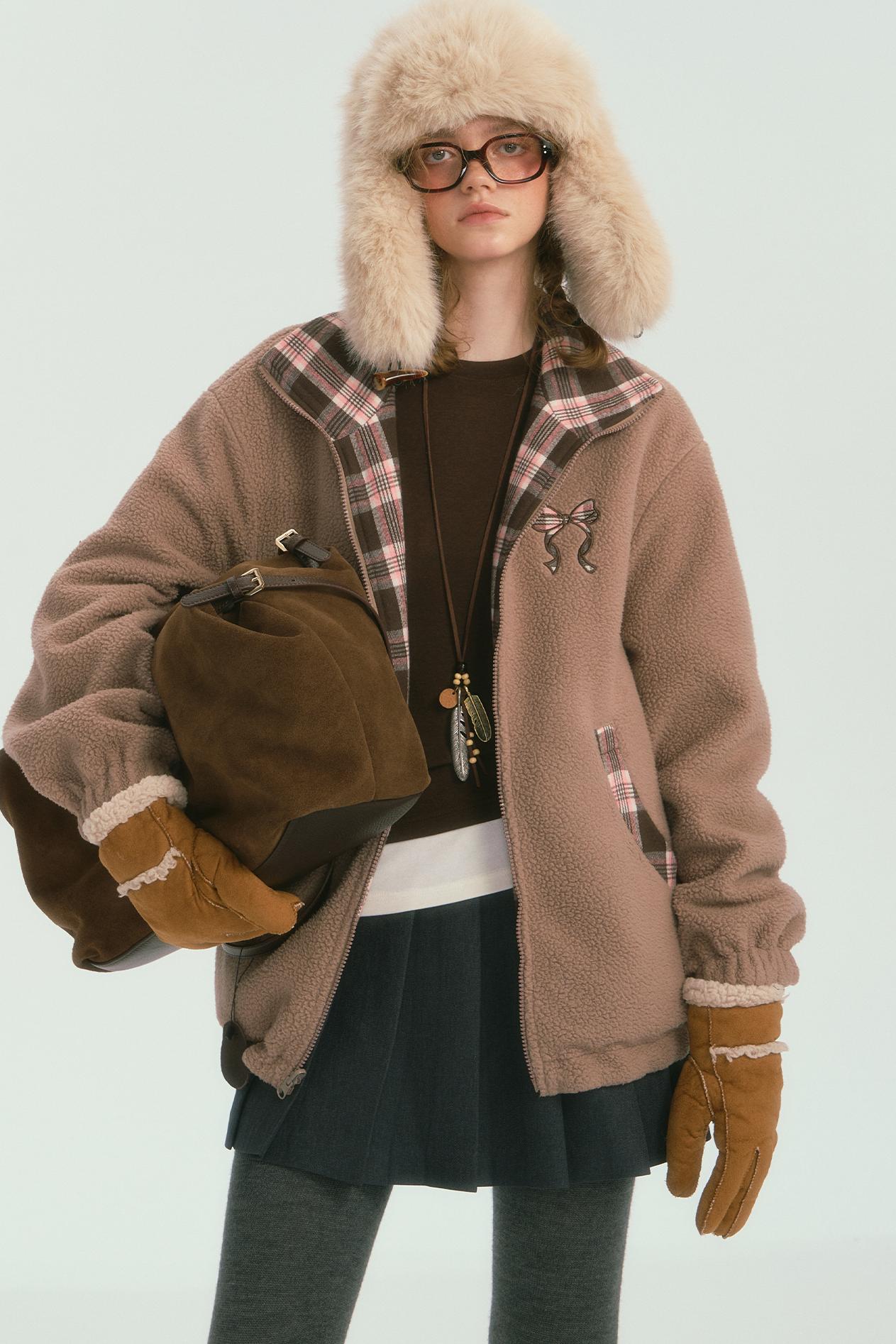 Double-Sided Plaid Fleece Jacket