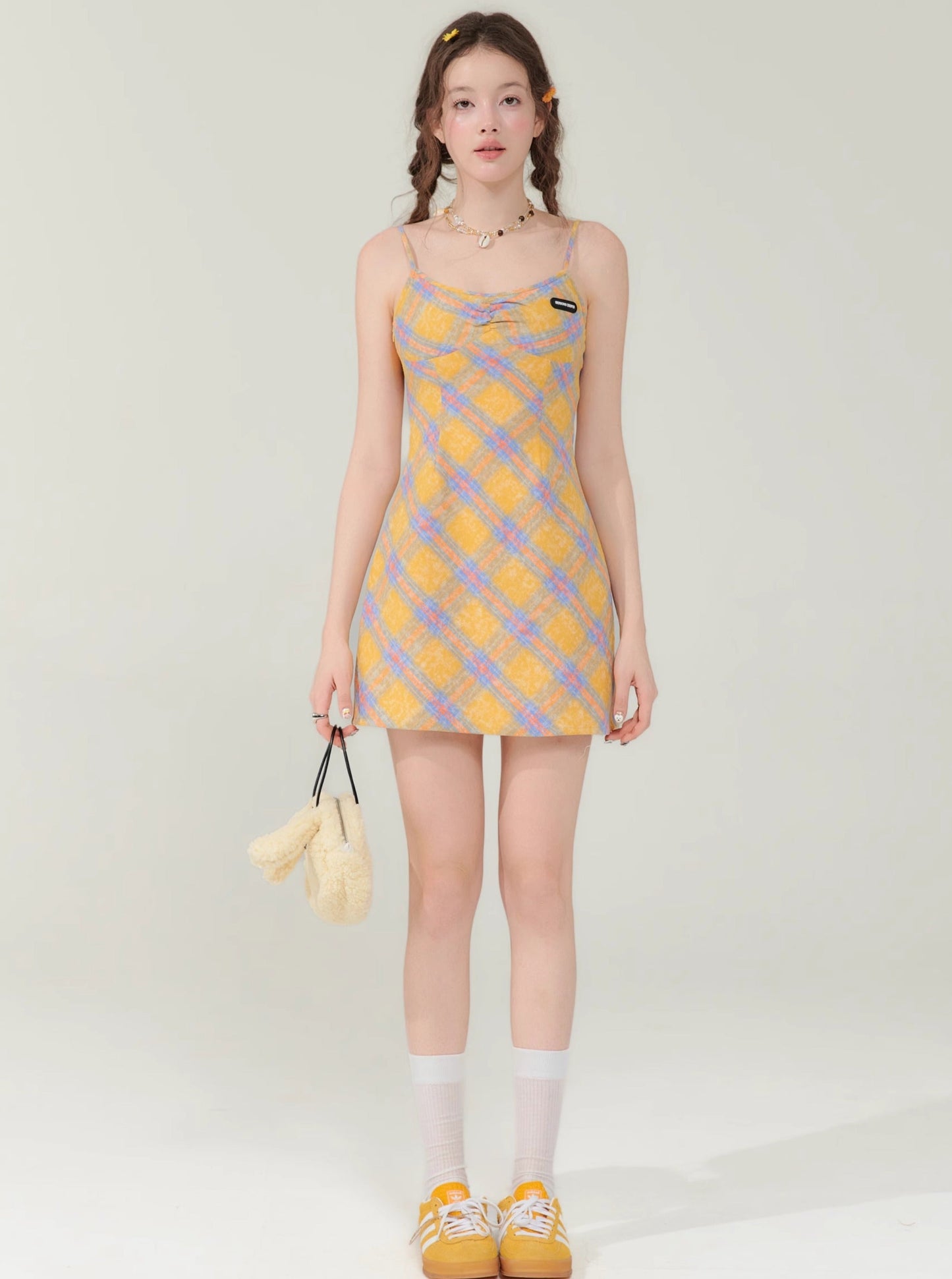 Slim Fit Yellow Plaid Dress