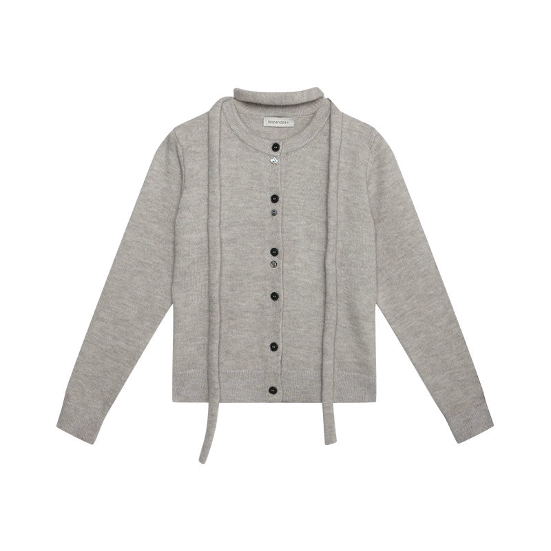 Original Lace-Up Crew Neck Cardigan Set-Up