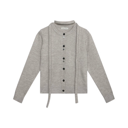 Original Lace-Up Crew Neck Cardigan Set-Up