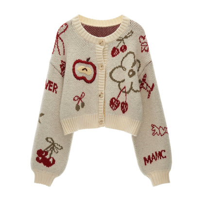 Knitted Cherry Cardigan
